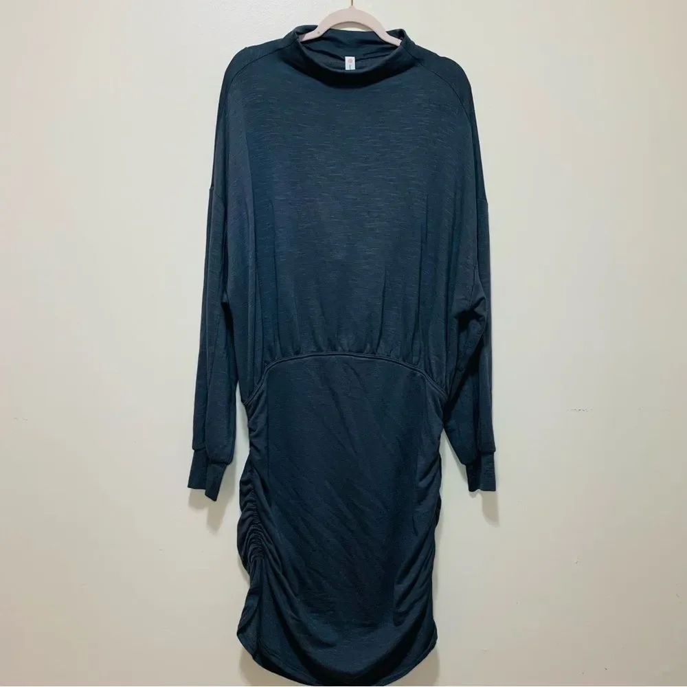 Daily Practice by Anthropologie Ruched long sleeve grey midi dress size 2x